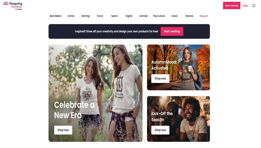 companies like printify-teespring dashborad