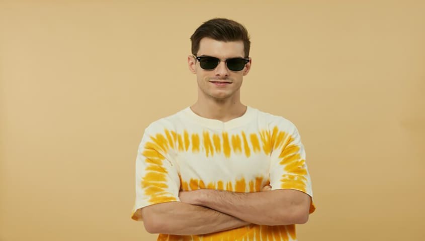 A yellow washed t-shirt