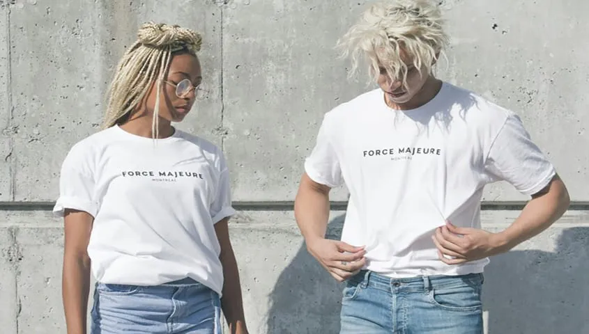 models show white label tshirt with branding desgin