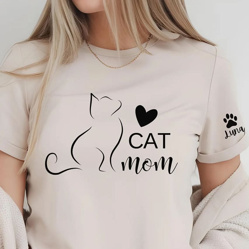 “Cat Mom” Line Art Illustration mother's day shirt idea