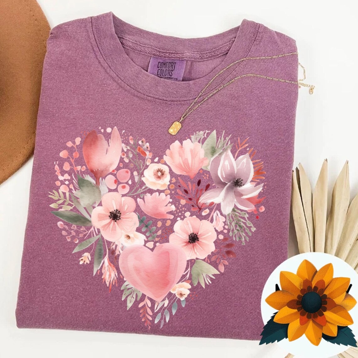 Floral Heart Illustration mother's day shirt idea