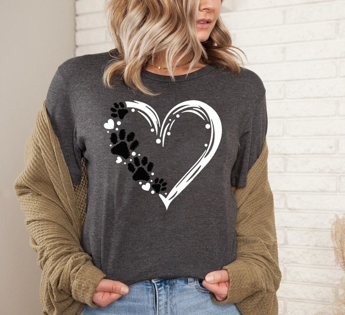 Heart + Paw Print Illustration mother's day shirt idea