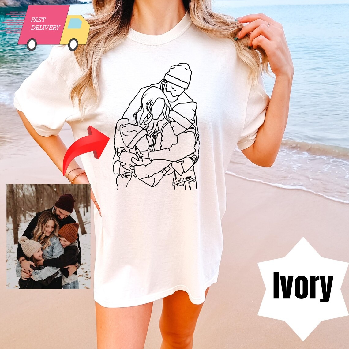 Custom Line Art Portrait mother's day shirt idea