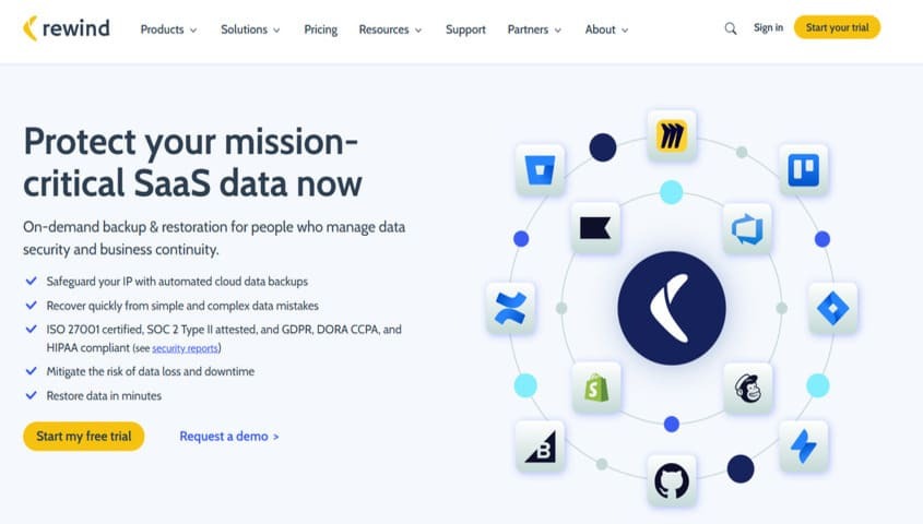 Ecommerce integration for store backups and recovery using Rewind