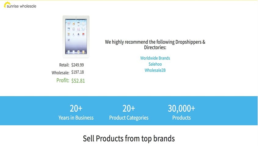 dropshipping supplier-sunrise wholesale dashborad