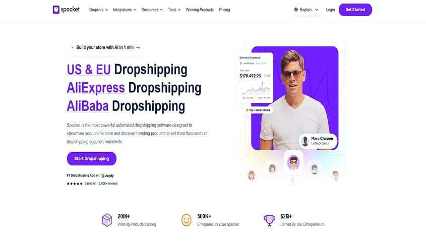 dropshipping supplier-spocket dashborad