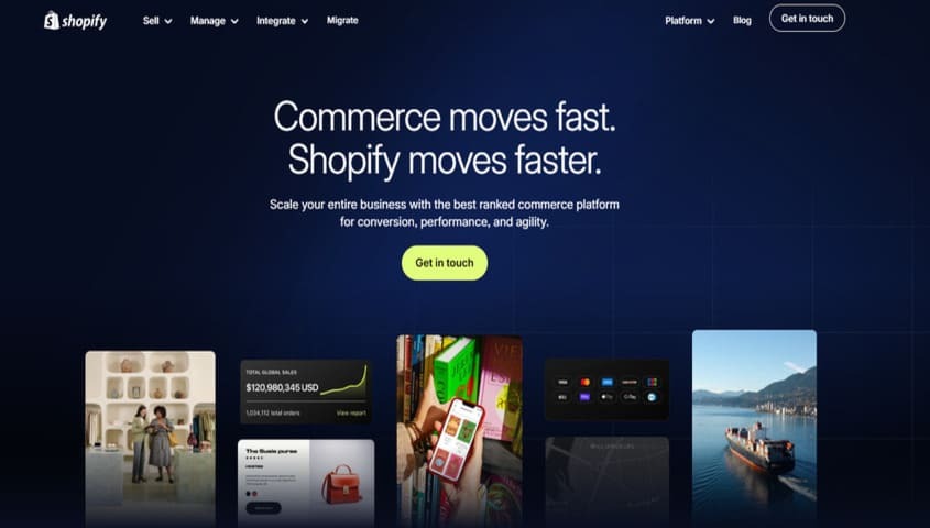Shopify Plus enterprise e-commerce platform homepage