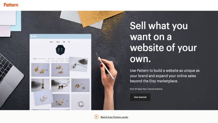 Etsy Pattern e-commerce website builder homepage