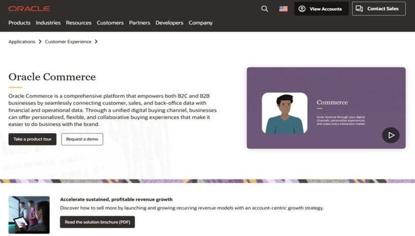 Oracle Commerce enterprise e-commerce platform homepage