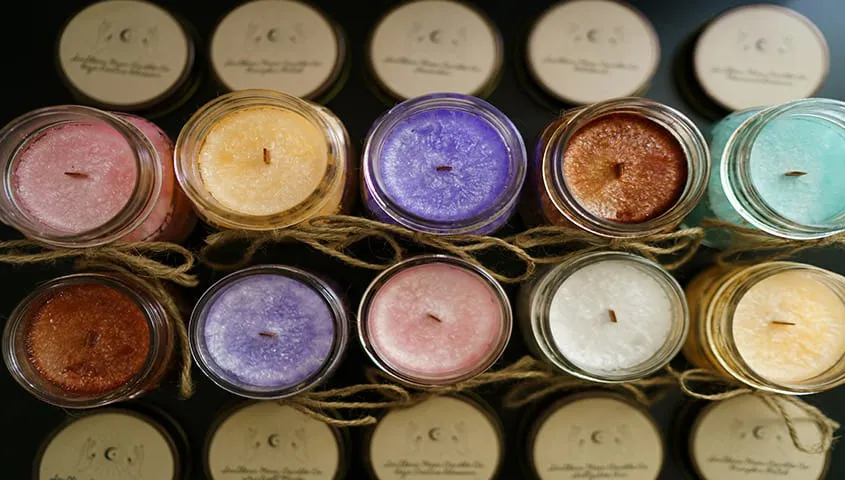 colorful handmade candle sell on etsy store