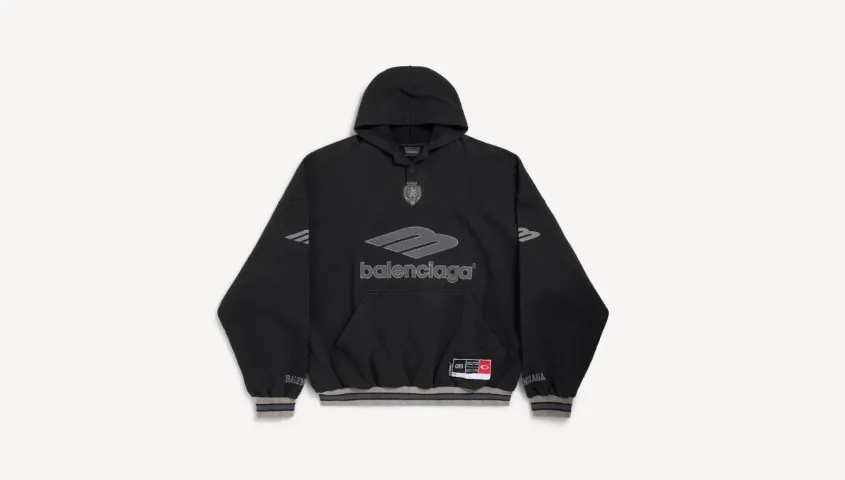 black 3B football polo hoodie