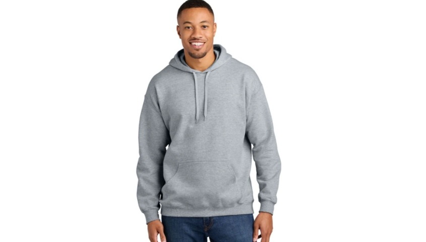 grey midweight fleece adult hoodie