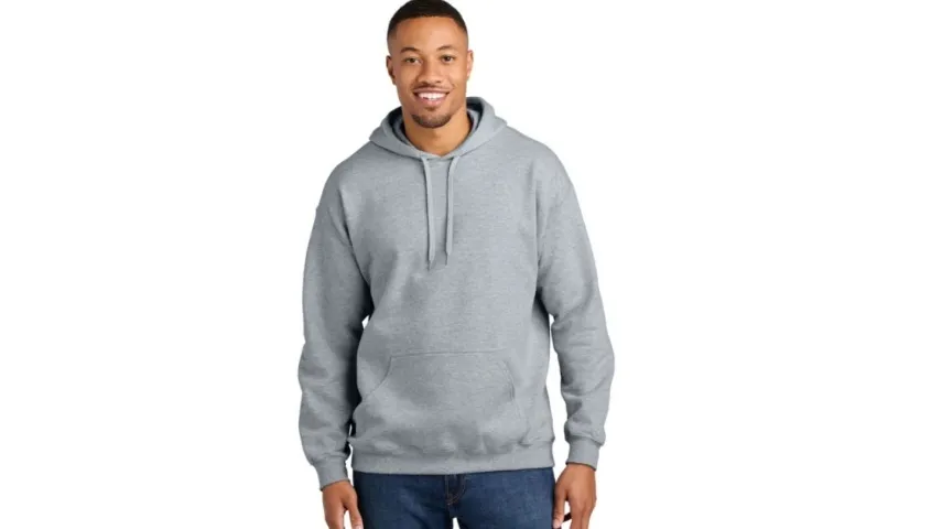 grey midweight fleece adult hoodie