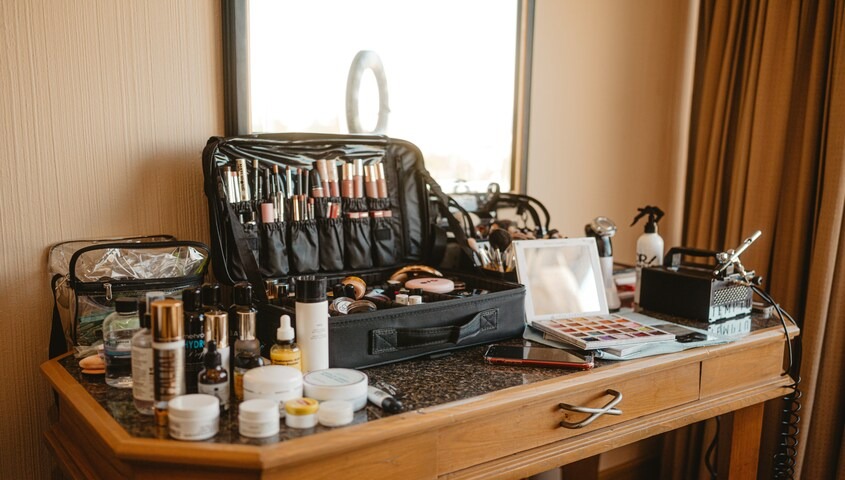 Skincare and makeup products displayed as e-commerce products and best products to sell online in the clean beauty category.