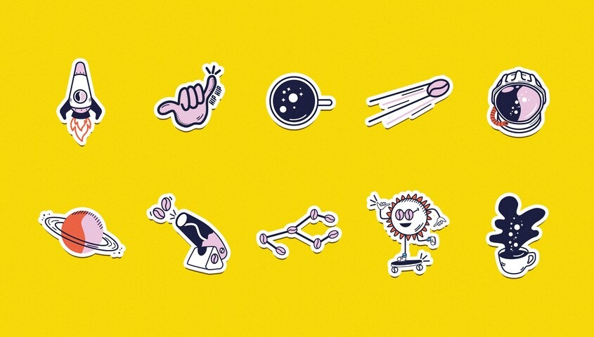 Illustrated sticker pack example of easy things to sell on etsy with low production cost