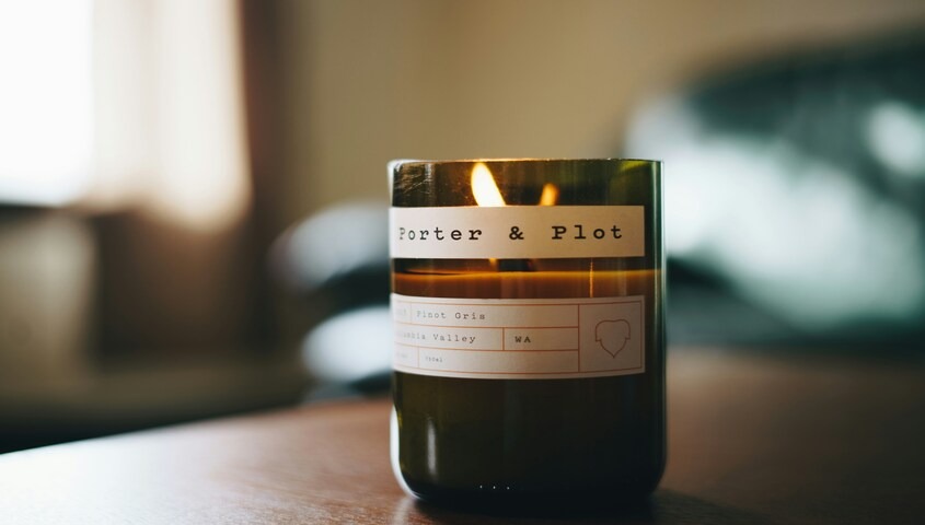 Soy candle in minimalist jar example of etsy top selling items in home fragrance