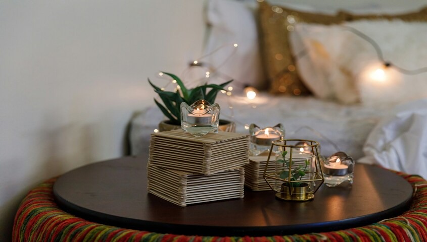 Minimalist home decor and candle styling example of best things to sell on etsy
