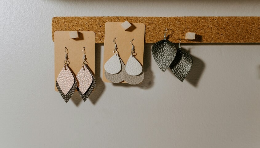 Handmade minimalist earrings display representing etsy top selling items in jewelry
