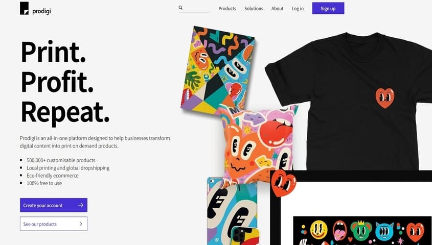 POD company - Prodigi homepage