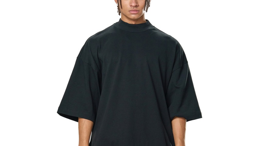Heavyweight Oversized Mock Neck T-shirt from Tapstitch — a minimalist t shirt neck type for techwear and clean silhouettes