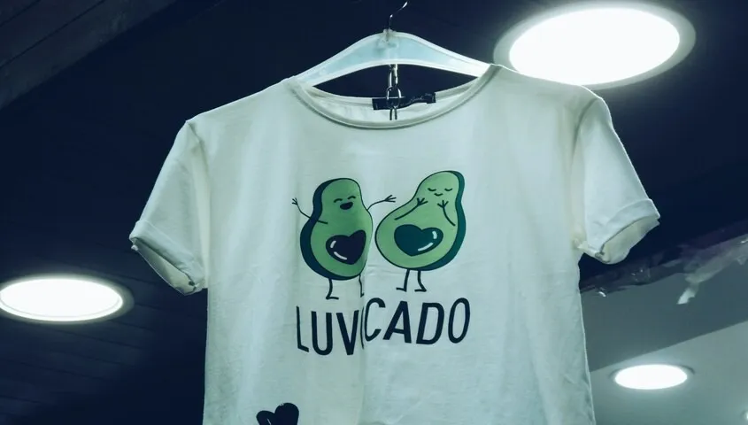 Avocado cartoon t-shirt design representing cool shirt designs and trending t shirt trends