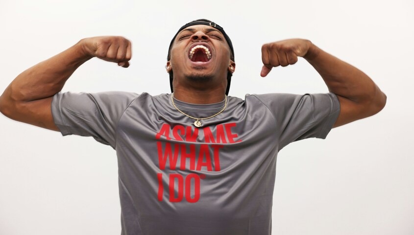 Athletic typography t-shirt design representing popular shirt designs and sports-inspired t shirt trends