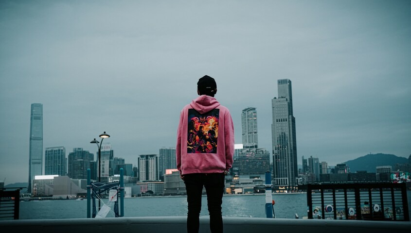 Anime-inspired back print hoodie design — original manga-style custom hoodie design idea for creative brands