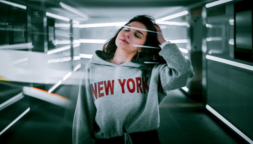 Location-based hoodie design — geographic custom hoodie design idea with city name and coordinates