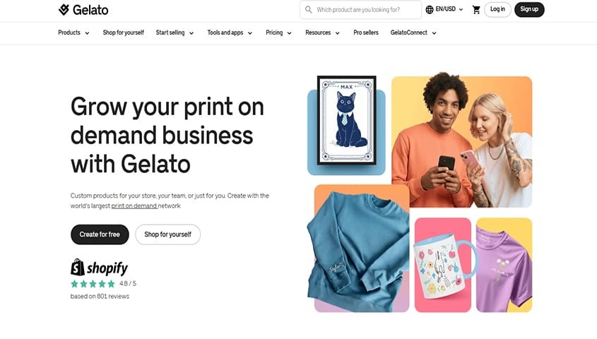 site like Printify - Gelato page