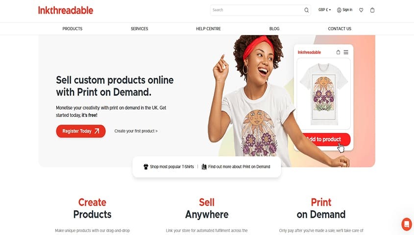 Printify alternative - Inkthreadable