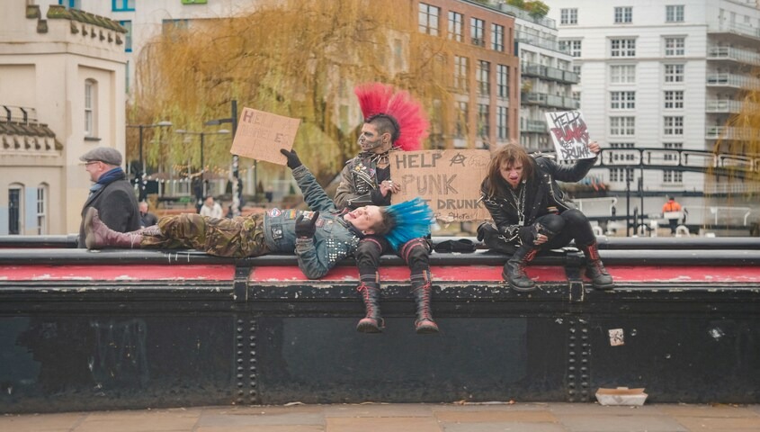 Late 70s punk subculture in London, ripped denim and DIY 70s outfits