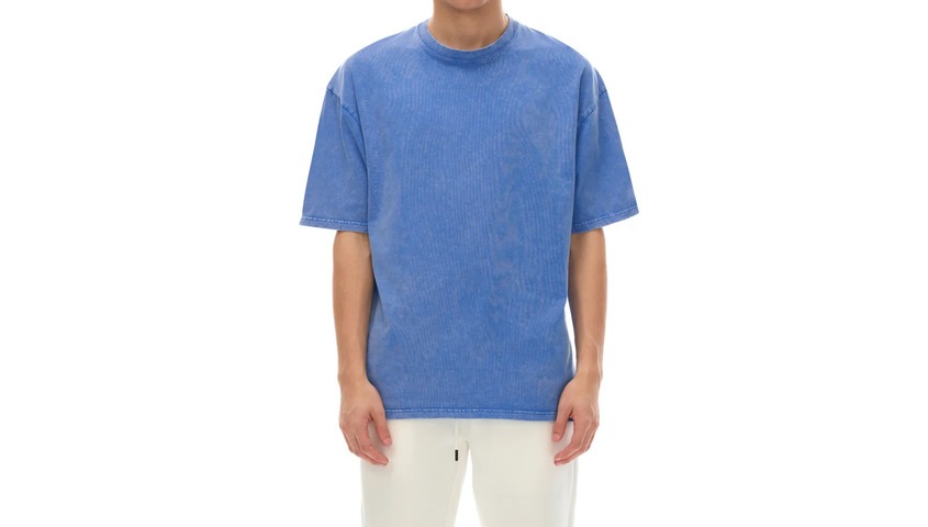 Snow-washed oversized men's custom t-shirt, no minimum custom shirts with vintage finish