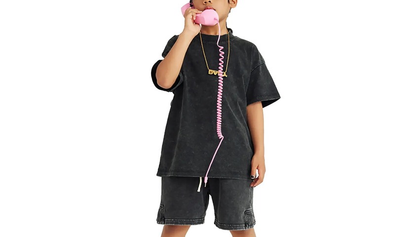 Snow-washed kids custom t-shirt, no minimum custom shirts for family-focused apparel brands