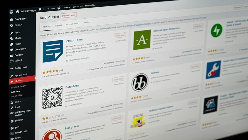 WordPress plugin directory on screen, showing why integrations matter in an ecommerce platform comparison.