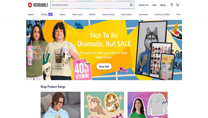 Redbubble homepage