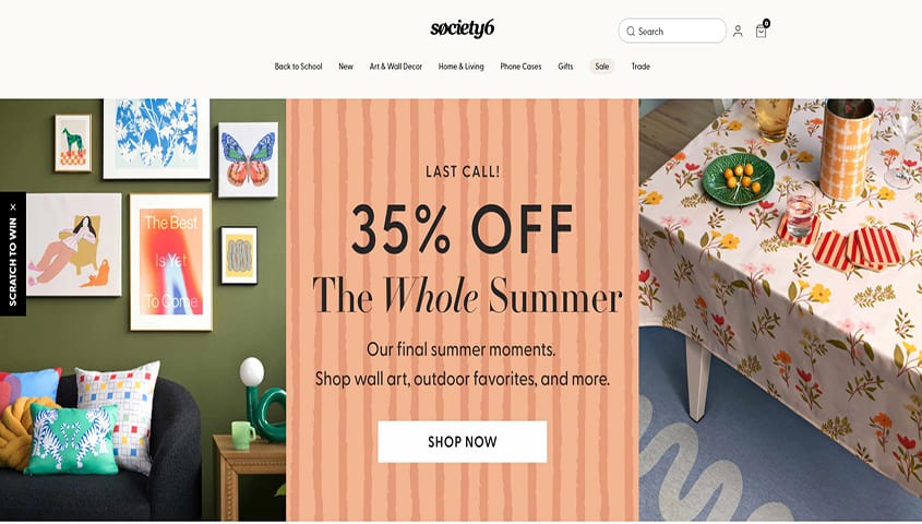 Society6 homepage