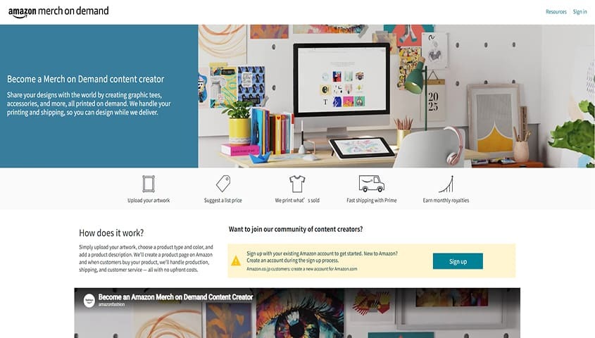 Merch by Amazon dashboard