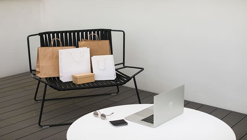 The shopping packages on the desk