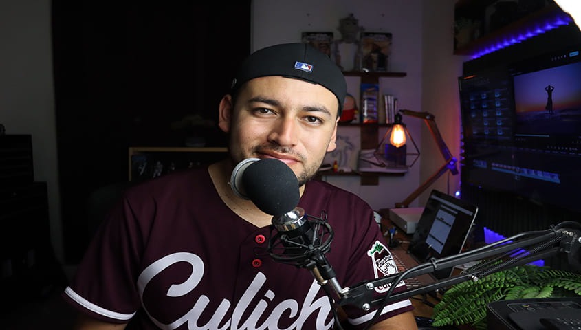 Man is recording his youtube channel