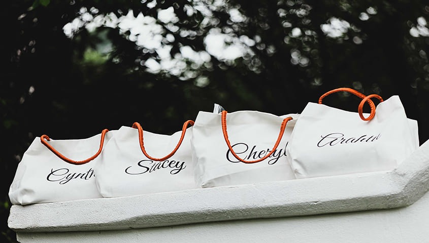 Personalized tote bags printed friend's name