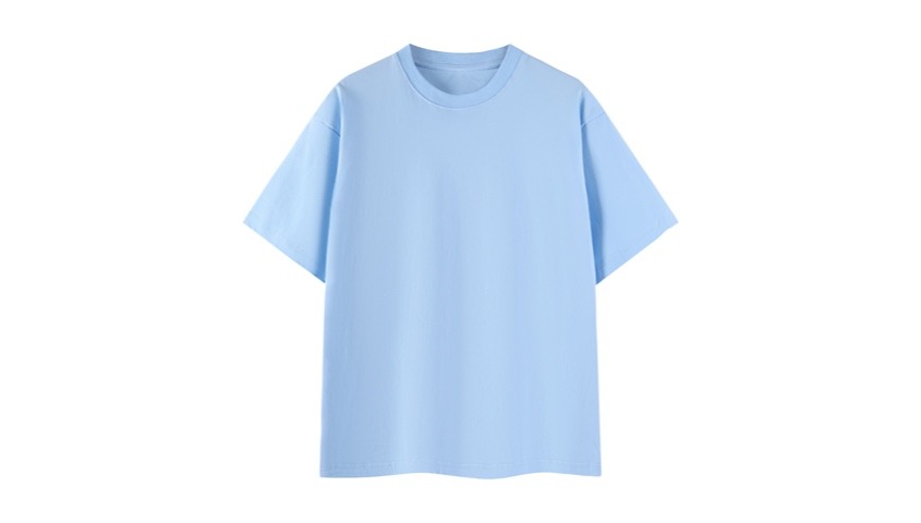 Light blue Tapstitch Essential Cotton T-Shirt RT0063 laid flat on a white background
