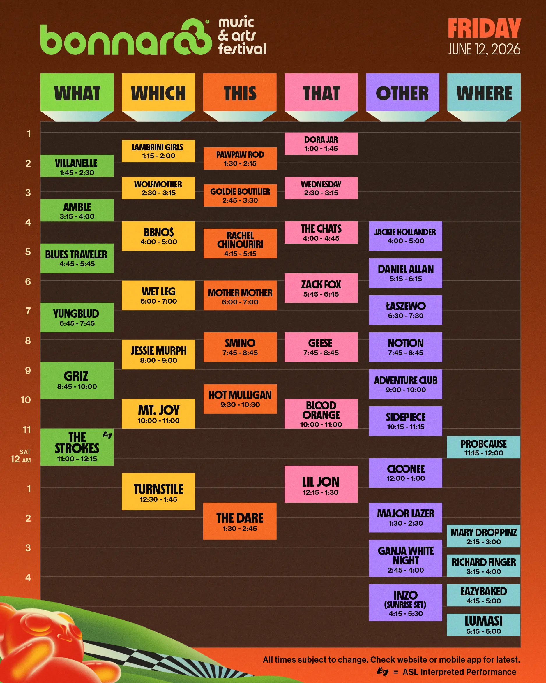Schedule poster