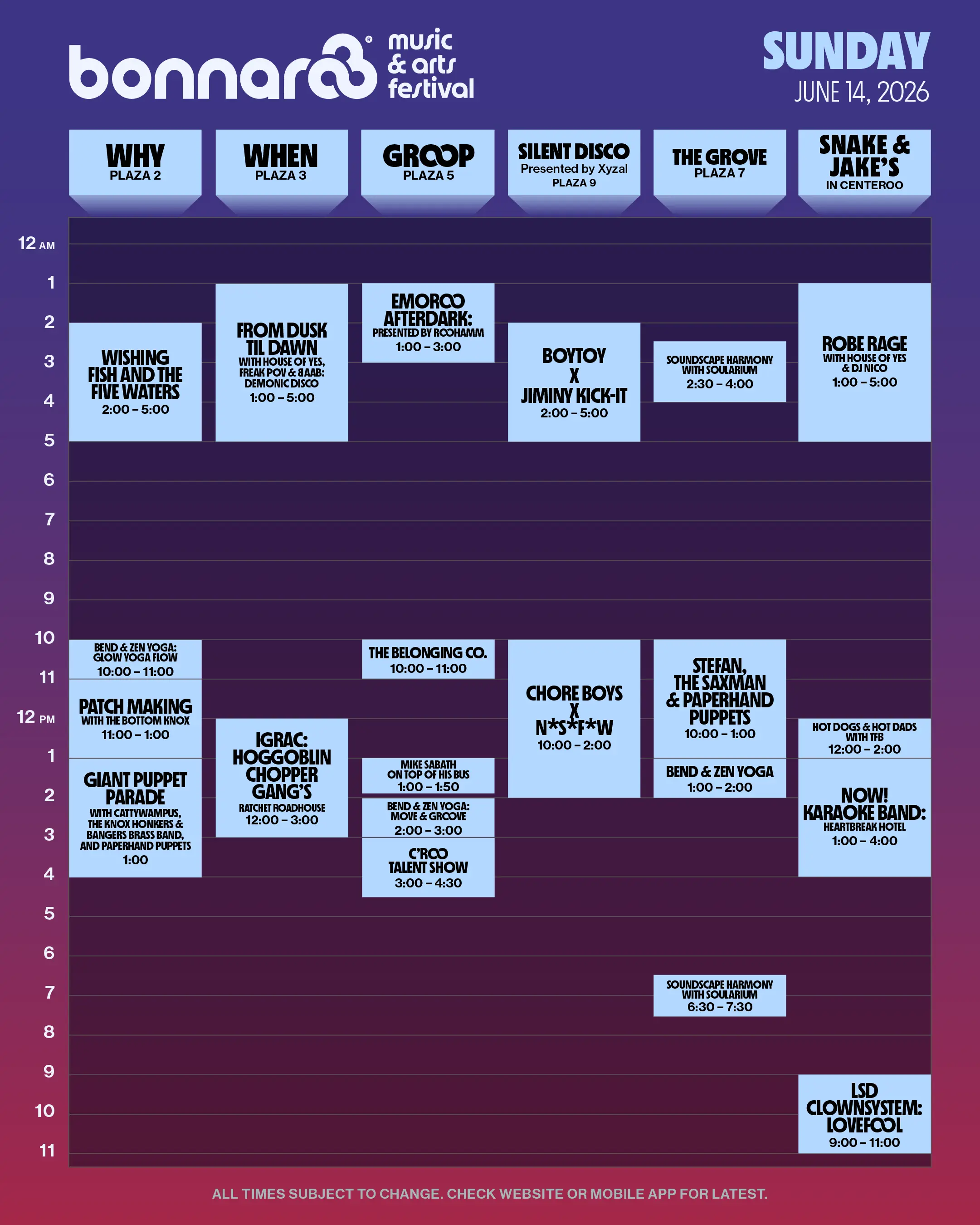 Schedule poster