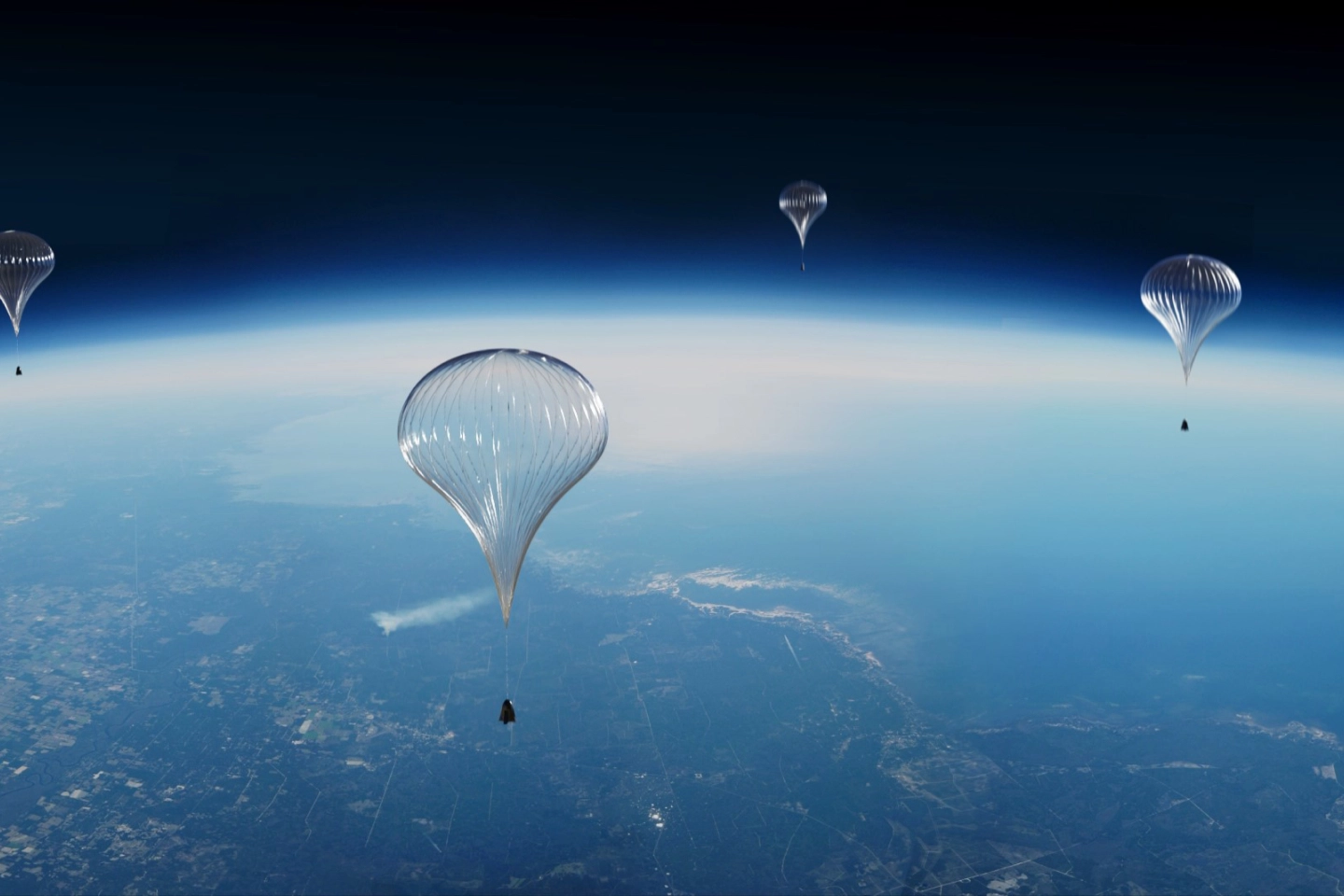 A render of a LoonHive® constellation floating above earth