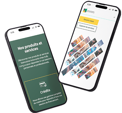 Interface de l'application AUB Mobile