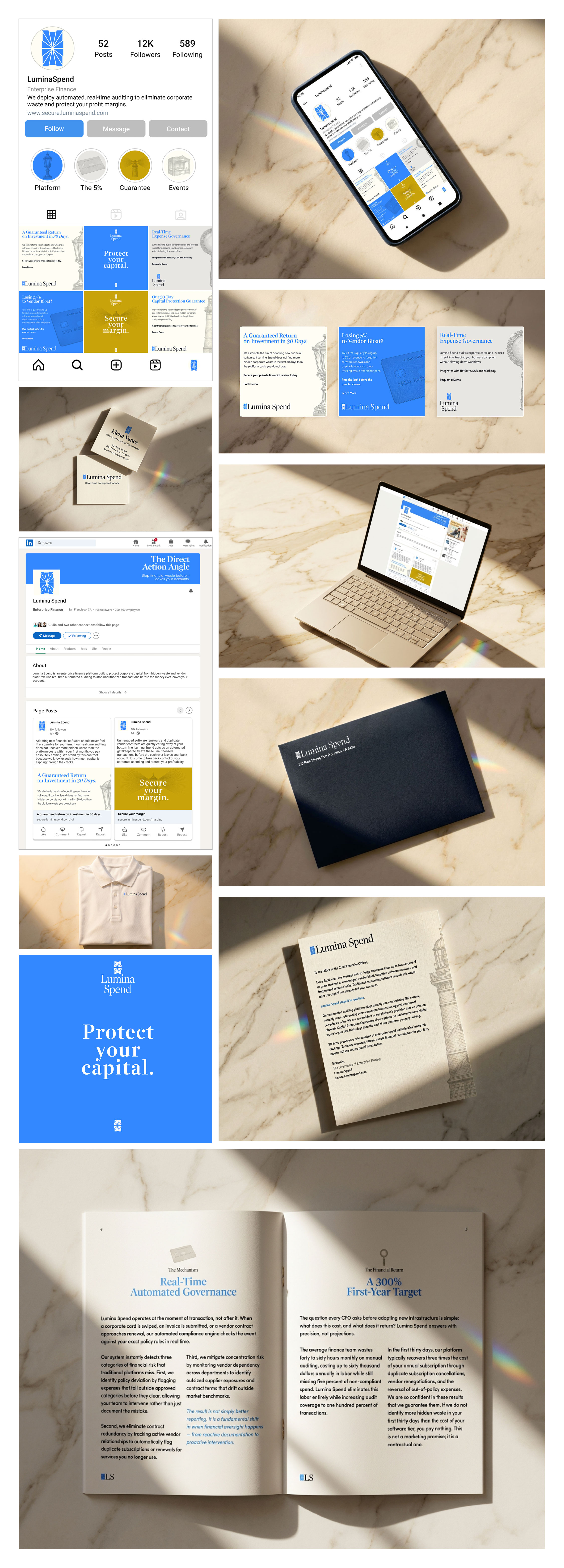 Campaign applications across digital, print, and brand touchpoints.
