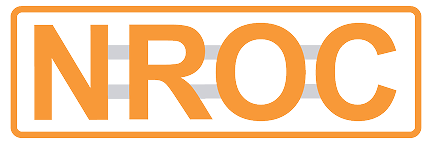 An orange and white sign that says,'n roc '.