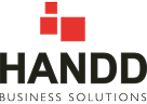 HANDD Business Solutions logo with red square design elements.
