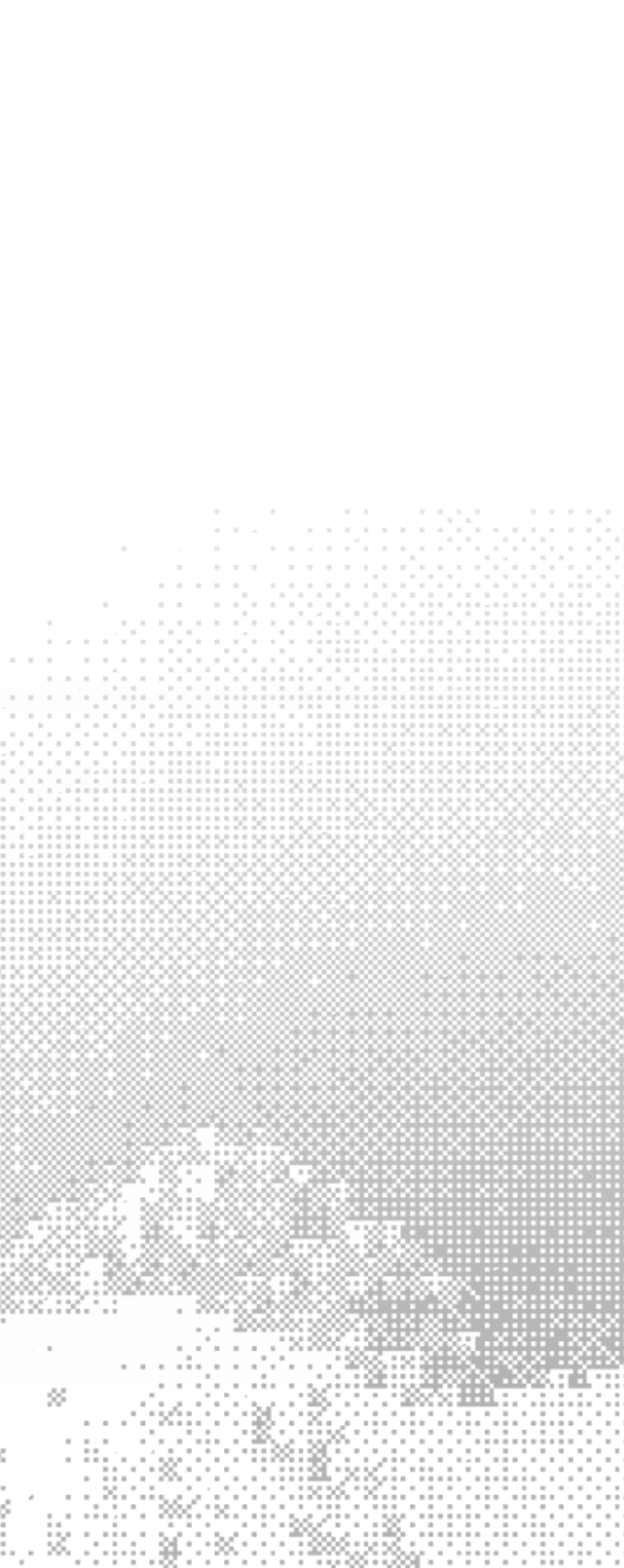 Abstract halftone gradient pattern transitioning from black at the bottom to white at the top with scattered small dots and squares.