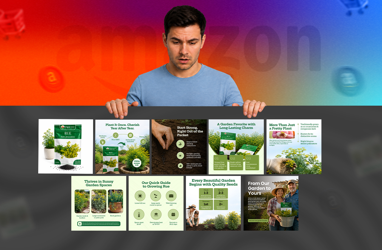 Amazon 9-image stack framework for optimized product listings